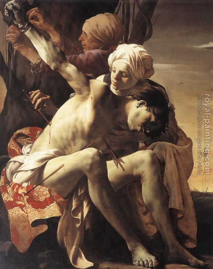 Hendrick Terbrugghen : St Sebastian Tended by Irene and her Maid